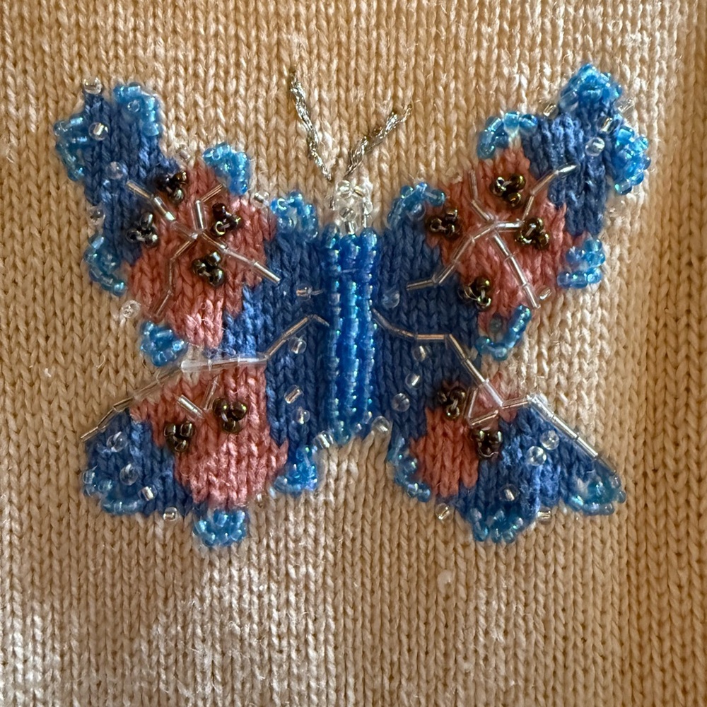 Storybook Knits Cream Cardigan with Butterfly Embroidery - Picture 4 of 14